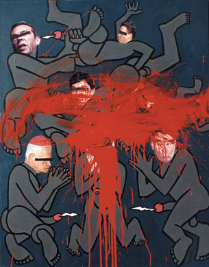  Secession, Vienna 1998, Muehl's "Apokalypse / Keinen Keks heute", damaged Estate Otto Muehl